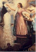 Lord Frederic Leighton A Girl Feeding Peacocks Germany oil painting artist